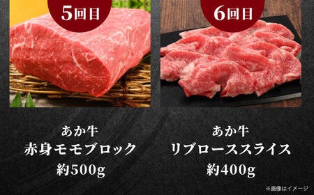 【全6回定期便】【GI認証】くまもとあか牛 食べ比べ A リブロース ランプ 三角バラ ミスジ ステーキ 赤身モモブロック リブローススライス[AYCQ032]