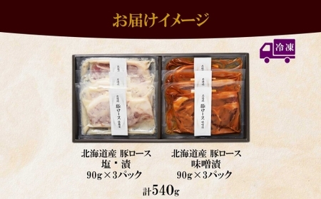 道産豚ロース味噌・塩麹　各90g 計6個	