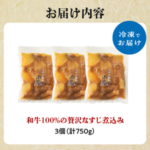 【父の日ギフト】 ≪6月21日お届け≫和牛100％の贅沢なすじ煮込み 250g×3個 750g 牛すじ 煮込み すじ煮込み 牛すじ煮込み  093-11-F