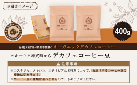 オホーツク雄武からカフェインレスコーヒー豆400g【11106】