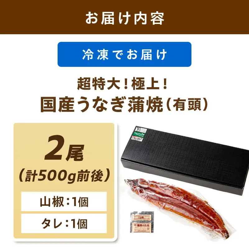 【国産鰻】うなぎ蒲焼き 2尾 合計500g前後 | うなぎ