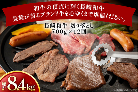 牛肉 和牛 定期便 長崎和牛 切り落とし 700g 12回 総計8.4kg [黒牛 長崎県 東彼杵町 hs42bag750079]