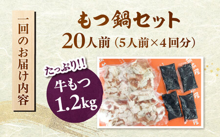 【全6回定期便】もつ鍋セット 5人前×4回分 合計20人 桂川町/株式会社チクゼンヤ [ADBZ055] もつなべ もつ 大容量 鍋セット