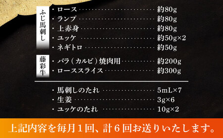【全6回定期便】「フジチクオリジナル」ふじ馬刺しと藤彩牛の贅沢食べ比べセット 3906 ユッケ BHAD055 ユッケ