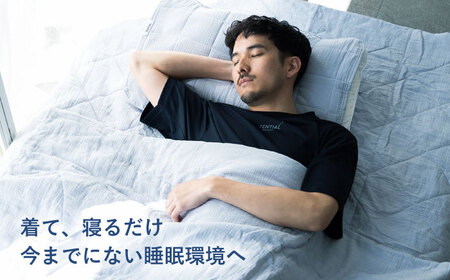 【5月中旬受付開始予定】BAKUNE Dry Men’s 半袖 上下 疲労回復 リカバリー ウェア　【 ネイビー / Lサイズ 】　/ 大村市 / 株式会社TENTIAL [ACAD047]
