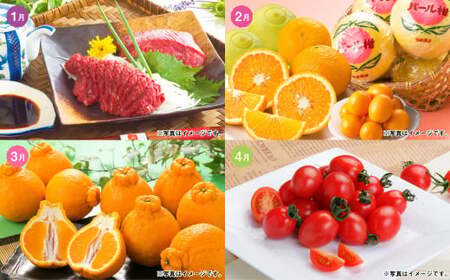 【12か月連続定期便】熊本便り！熊本の名品堪能定期便 ｜  馬刺し 馬肉 フルーツ 果物 くだもの デコポン みかん メロン 柿 梨 すいか そうめん あか牛 米 お米 特産品 お取り寄せ