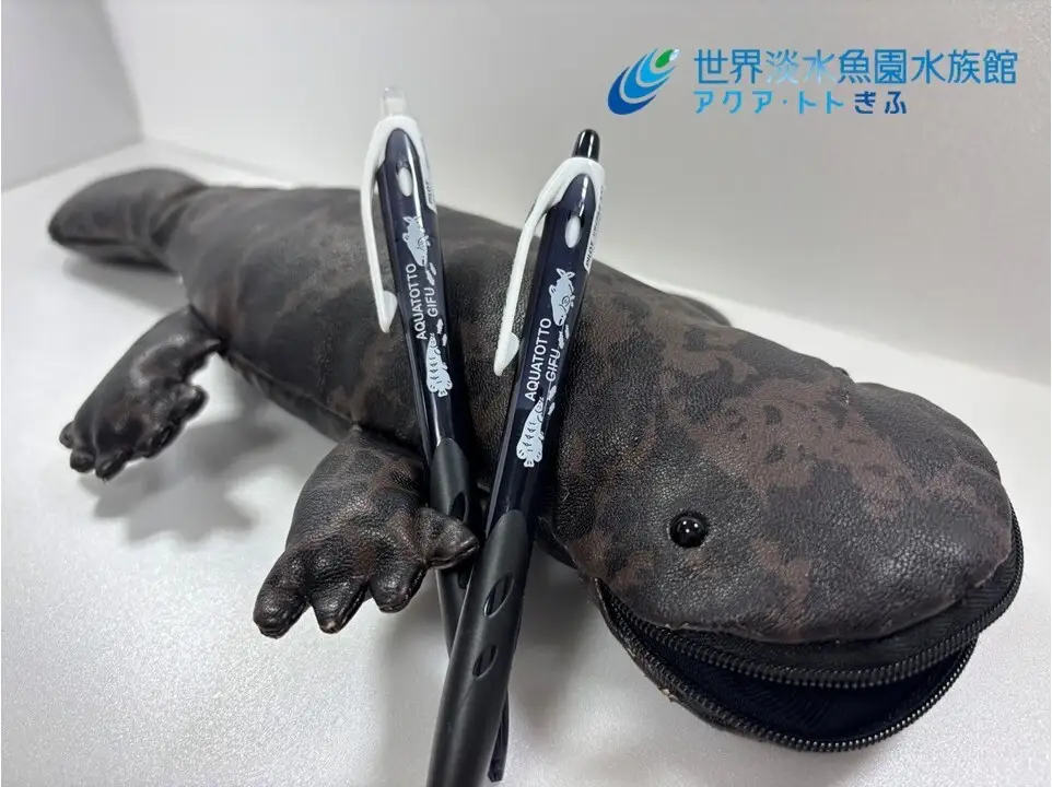 1001 世界淡水魚園水族館　アクア・トトぎふ　オオサンショウウオペンケース＋ボールペン・シャープペンセット