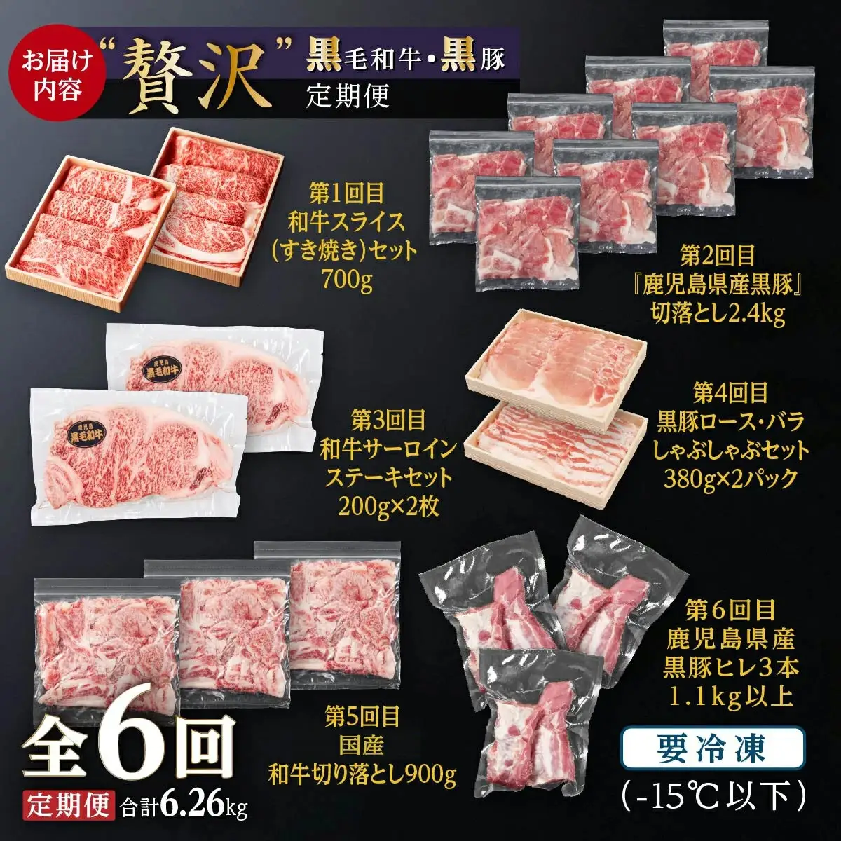 黒毛和牛・黒豚  “贅沢” 定期便 （計6回）