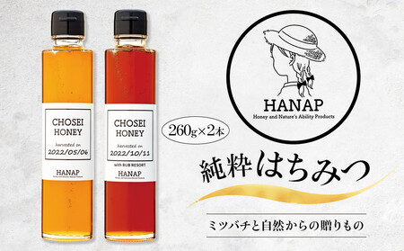 W00-002 長生村産純粋はちみつ（260g×2本）