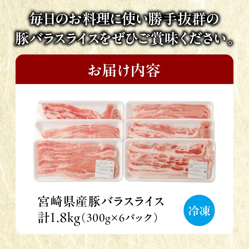 宮崎県産豚バラスライス計1.8kg 肉 豚 豚肉 おかず 国産_T009-0095