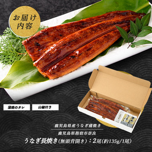 【丑の日に合わせてお届け！】鹿児島県産うなぎ蒲焼 無頭背開き2尾(奈良/IB020-001u) うなぎ