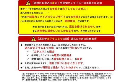 島田市産CO2フリーでんき 100,000 円コース（注：お申込み前に申込条件を必ずご確認ください） 中部電力ミライズ