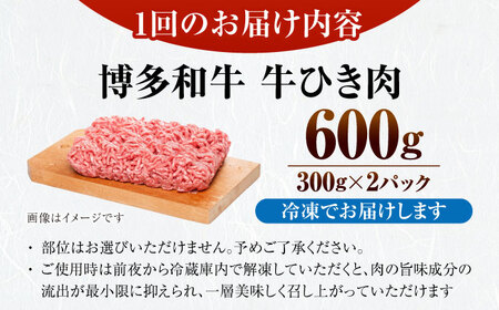 【全2回定期便】【訳あり】 博多和牛 100％ ミンチ (挽肉) 600g（300g×2個） [VDZ092] ひき肉 牛肉 ハンバーグ