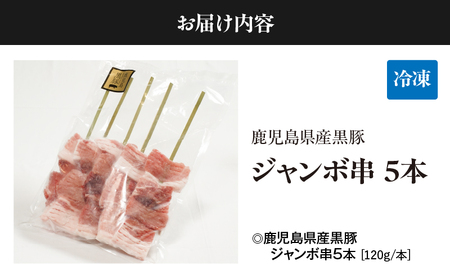 鹿児島県産 黒豚 ジャンボ 串 5本 （120g/本） KN054-015-01 肉 豚肉 惣菜 総菜