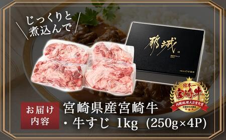 宮崎牛牛すじ1kg(250g×4P)_AA-N301_(都城市) 宮崎牛 宮崎県産 牛すじ 1kg 250g×4P 真空パック 小分け