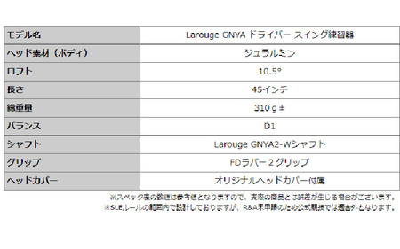 LAROUGE GNYA（ラルージュグニャ）練習用ドライバー 男性右用