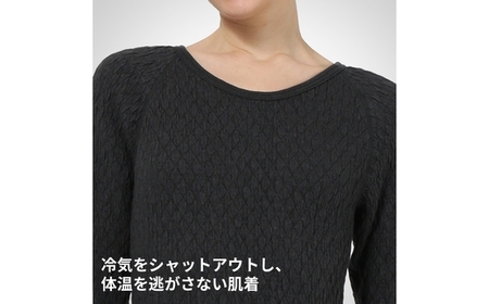 ひだまり エベレスト 婦人 丸首インナー ダークブラック LL 高知県 高知 四万十市 四万十 しまんと 日本製 高品質 服 インナー 保温 防寒 抗菌 防臭 レディース 女性 肌着 トップス 暖かい シャツ 丸首 長袖 長そで 秋 冬 26-40-LL