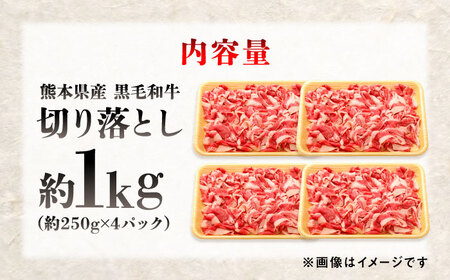 熊本県産 『原田畜産』 黒毛和牛 切り落とし 計約1kg（約250g×4パック） 牛肉切り落とし [AYCN011]