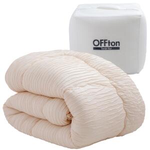 とろーりOFFton　掛け布団　シングル（ベビーベージュ）_とろーり OFFton 掛け布団 シングル 厚手 洗える 150 × 210cm ネット付き 柔らか 掛け心地 秋 冬 春 最適 ドレープ性 レーヨン 吸湿性 ポリエステル 中空繊維 保温性 ホコリ 出にくい 清潔 SEK認証 抗菌防臭 耐久性 久留米市 送料無料 〔Qc056-be〕