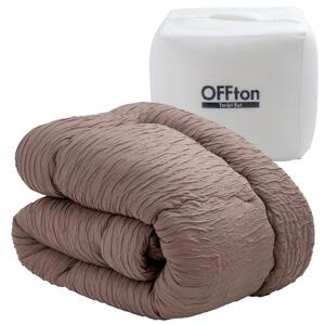 とろーりOFFton　掛け布団　シングル（ミルクココア）_とろーり OFFton 掛け布団 シングル 厚手 洗える 150 × 210cm ネット付き 柔らか 掛け心地 秋 冬 春 最適 ドレープ性 レーヨン 吸湿性 ポリエステル 中空繊維 保温性 ホコリ 出にくい 清潔 SEK認証 抗菌防臭 耐久性 久留米市 送料無料 〔Qc056-br〕