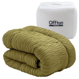 とろーりOFFton　掛け布団　シングル（モスグリーン）_とろーり OFFton 掛け布団 シングル 厚手 洗える 150 × 210cm ネット付き 柔らか 掛け心地 秋 冬 春 最適 ドレープ性 レーヨン 吸湿性 ポリエステル 中空繊維 保温性 ホコリ 出にくい 清潔 SEK認証 抗菌防臭 耐久性 久留米市 送料無料 〔Qc056-gr〕
