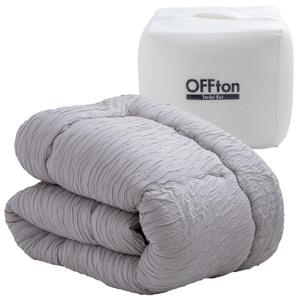 とろーりOFFton　掛け布団　シングル（サンドグレー）_とろーり OFFton 掛け布団 シングル 厚手 洗える 150 × 210cm ネット付き 柔らか 掛け心地 秋 冬 春 最適 ドレープ性 レーヨン 吸湿性 ポリエステル 中空繊維 保温性 ホコリ 出にくい 清潔 SEK認証 抗菌防臭 耐久性 久留米市 送料無料 〔Qc056-gy〕