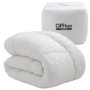 とろーりOFFton　掛け布団　シングル（アイボリー）_とろーり OFFton 掛け布団 シングル 厚手 洗える 150 × 210cm ネット付き 柔らか 掛け心地 秋 冬 春 最適 ドレープ性 レーヨン 吸湿性 ポリエステル 中空繊維 保温性 ホコリ 出にくい 清潔 SEK認証 抗菌防臭 耐久性 久留米市 送料無料 〔Qc056-iv〕