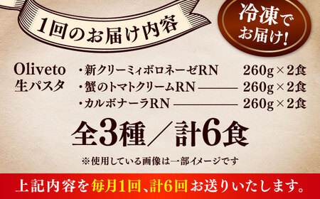 全6回定期便 生パスタ3種類×2食(計6食) 冷凍パスタ BHAY008