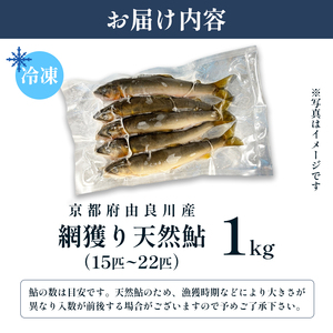 天然鮎 網獲り 冷凍 約1kg（約15匹～22匹）鮎