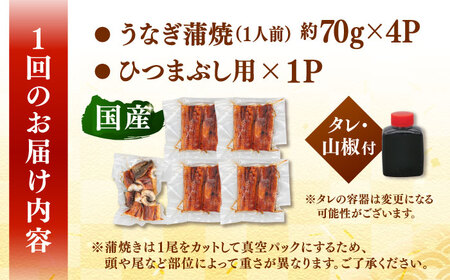 【全3回定期便】 国産 うなぎの蒲焼 約70g×4Pとひつまぶしセット 桂川町/山水商事 [ADAH040] 小分け 鹿児島 ウナギ ひつまぶし