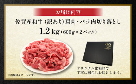訳あり 佐賀産和牛切り落とし1.2kg(600g×2p）