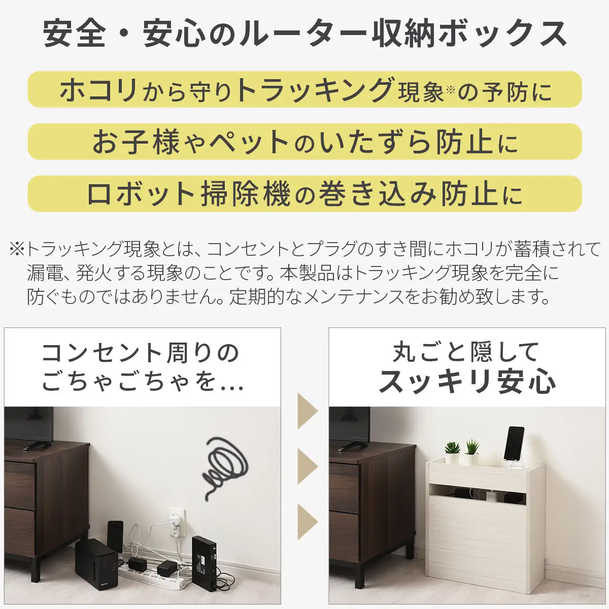 【完成品でお届け】ルーター収納ボックス〔小〕（ホワイト）ケーブルボックス スリム 小サイズ   コード収納 LKANET300255-0-WH