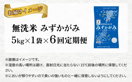 【令和7年産 毎月定期配送・計6回】 BG 無洗米 みずかがみ 5kg × 6回 [K-00404]