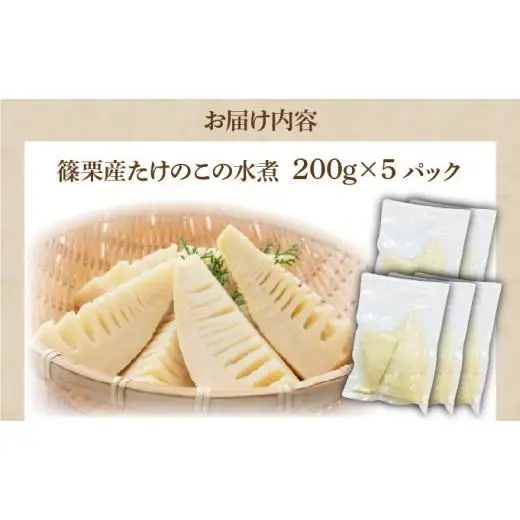 篠栗産たけのこの水煮200g×5パック BZ027
