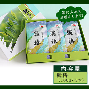 ＜ お茶 生産量 日本一 の 鹿児島県産 ！＞ 小さい お茶屋 の 深蒸し茶 ～ 麗椿 ～( 茶葉 100g×3本・合計300g) 国産 緑茶 茶葉【お茶の山口園】A186-v01