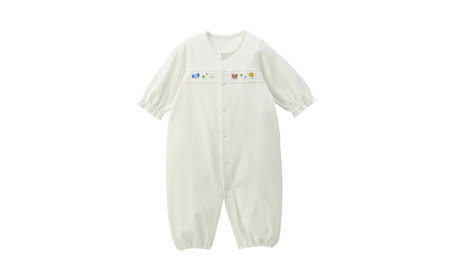 ミキハウス どうぶつ刺繍ツーウェイオール（40-2689-689）【白50-70】 AS43EH2-1