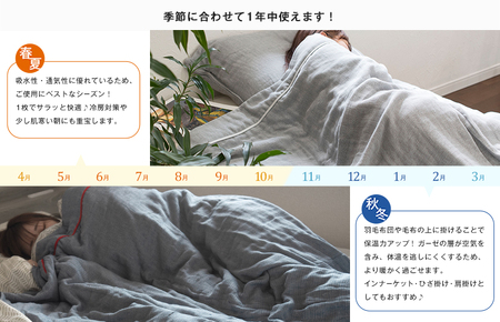 （今治タオルブランド認定品）ビレア ガーゼケット 1枚（ネイビー）【I003440KT1NV】