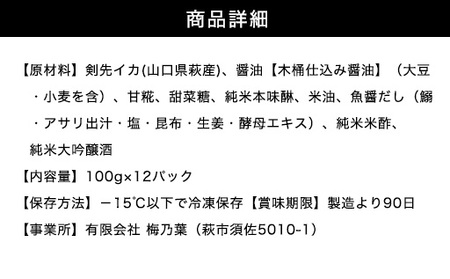 イカ 剣先イカ やわらか焼き 剣先イカ専門店こだわりの木桶仕込み醤油×甘糀で漬けたイカ焼き 12個 セット
