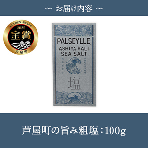 芦屋町の旨み粗塩 (100g) 塩 海水 福岡県 芦屋町 ソルト 低温乾燥製法 チャック付きしお あら塩 【パルセイユ】as04-027
