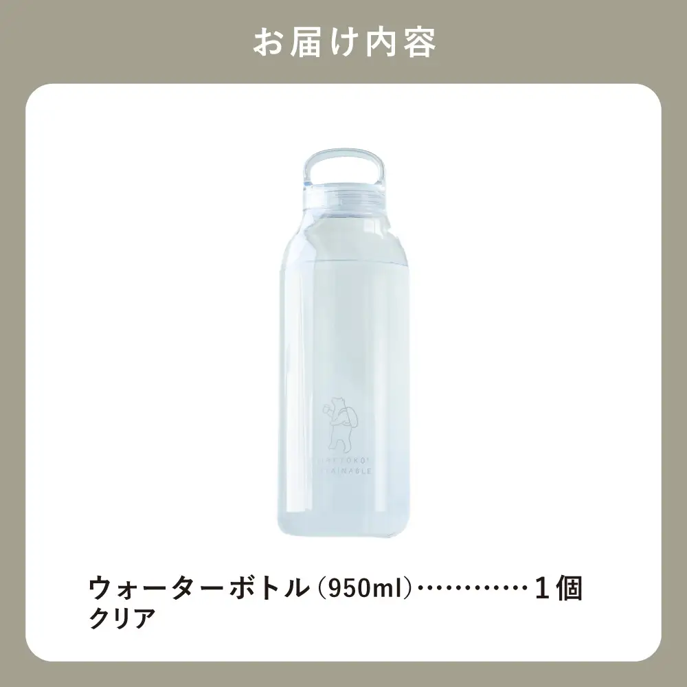 知床トコさん　ウォーターボトル　クリア　950ml×1本　常温で水が飲める 耐熱マイボトル