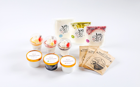 高原アイスクリーム研究所のアイスクリームお楽しみＦセット カップアイス ミニパフェ 飲むアイスの3種9個＆ドリップコーヒー コンテスト2連覇 搾りたての生乳から作るスイーツ   TF0825-P00023