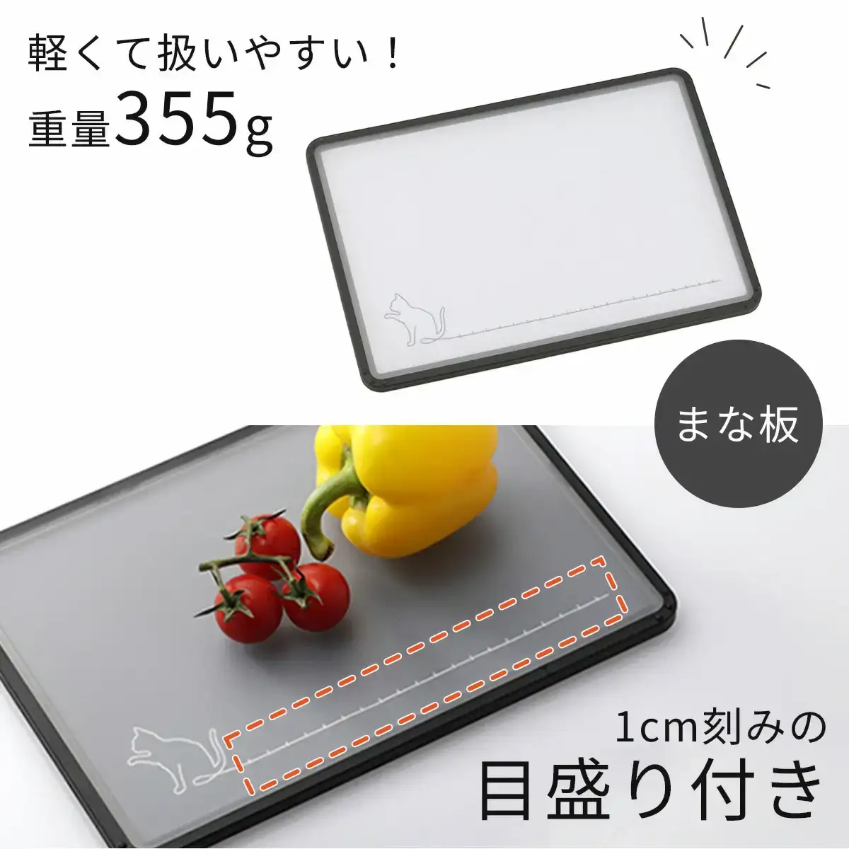 万能包丁＆クロネコ柄まな板セット 三徳包丁 刃渡り約16cm 燕三条製 【011S313】