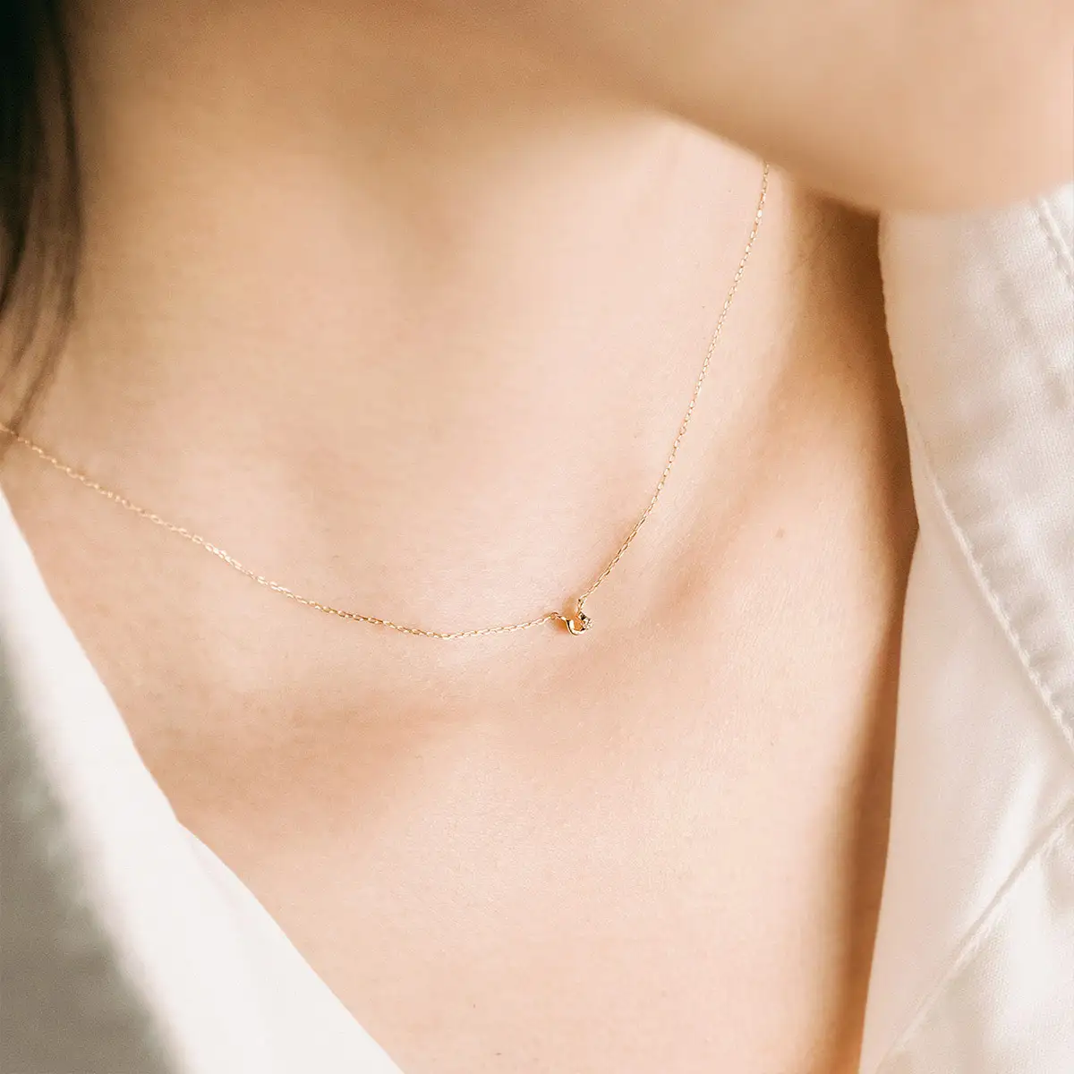 【心葉/京都kokoroba kyoto】K10 天然ダイヤモンド×馬蹄ネックレス「イエローゴールド」