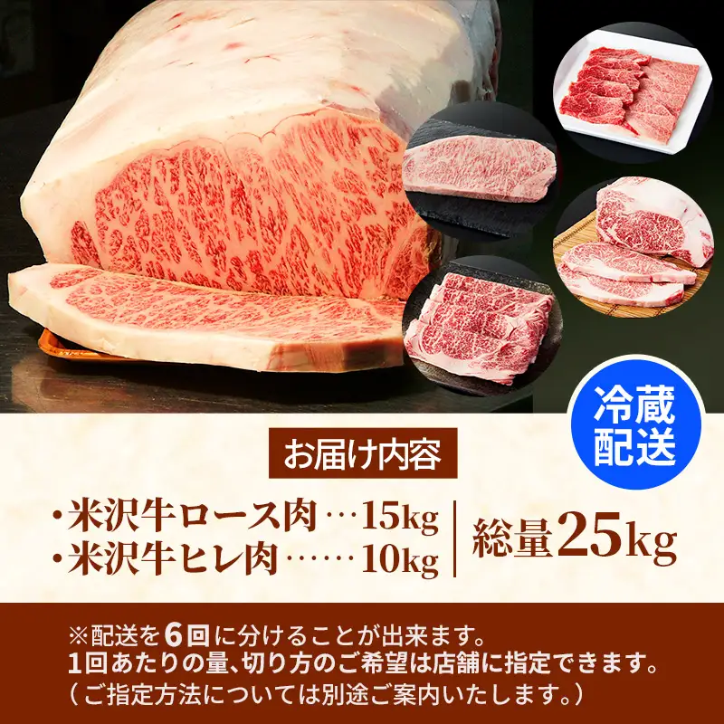 米沢牛 人気のブランド和牛 「極上」セット（冷蔵便）サーロイン・ヒレ肉 合計 25kg  -  田中屋 ブランド牛 国産 和牛 黒毛和牛 牛肉 山形県 飯豊町