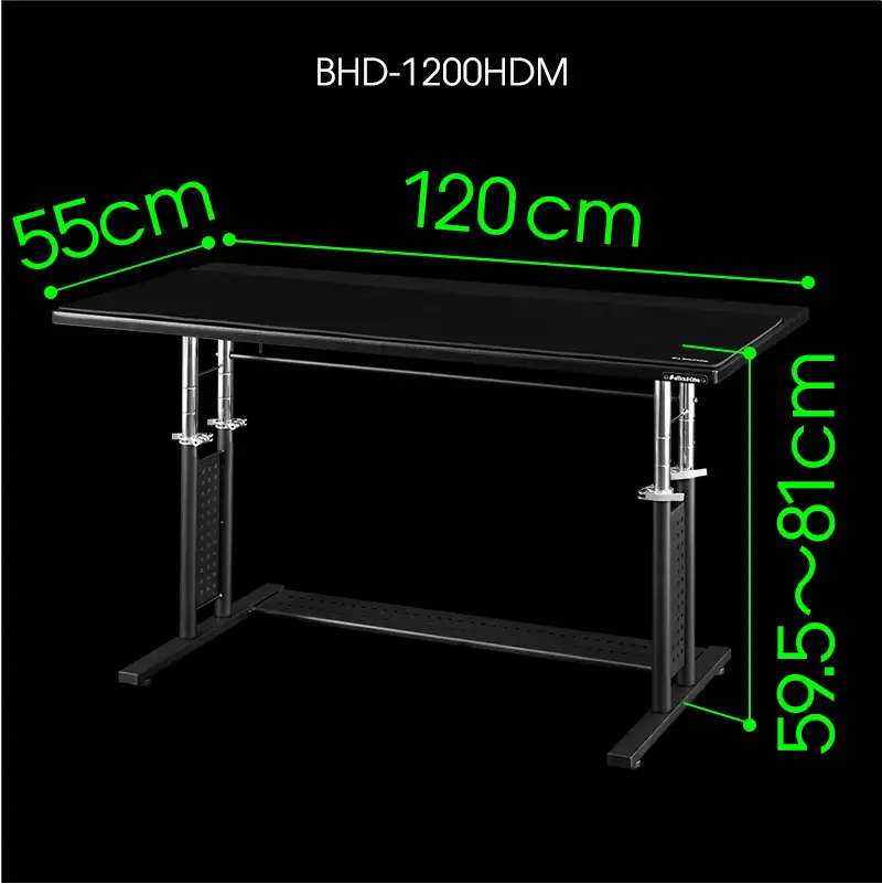 【Bauhutte】ゲーミングデスクHD（BHD-1200HDM-BK） - タフ＆スピーディー強化版ゲーミングデスク