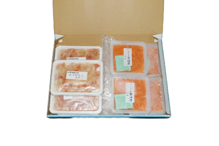 【北海道根室産】いくら醤油漬け80g×4P・ボイルたらばがに剥き身100g×3P F-42011