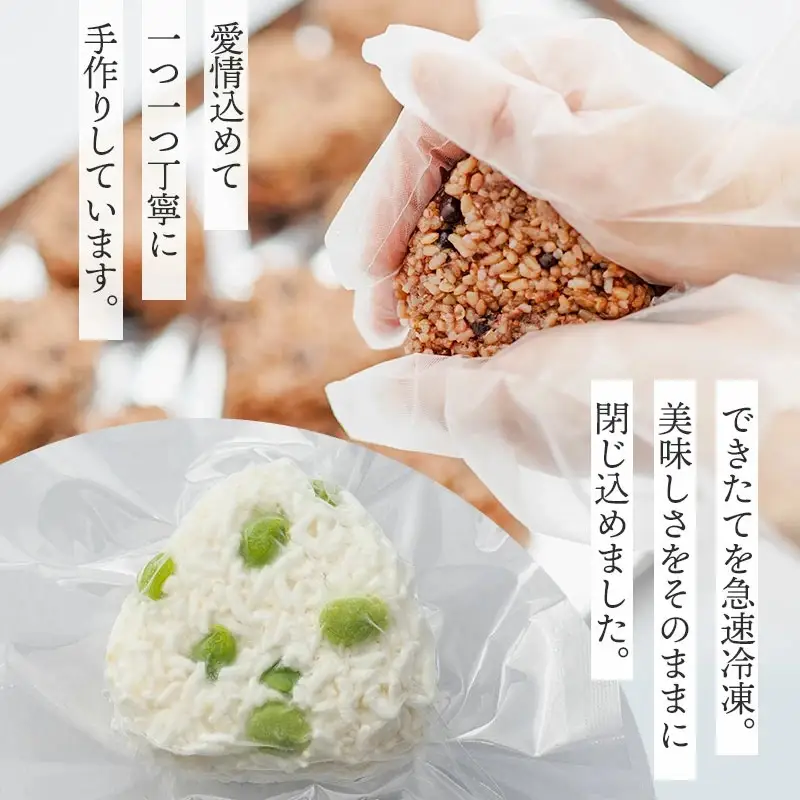 【冷凍】でわのもち使用　もち米玄米おむすび　10個（5種×各2個）  | おにぎり 冷凍 もち米玄米 玄米 食品 ご飯 簡単 便利 お手軽 レンジ 山形県 鶴岡市 返礼品