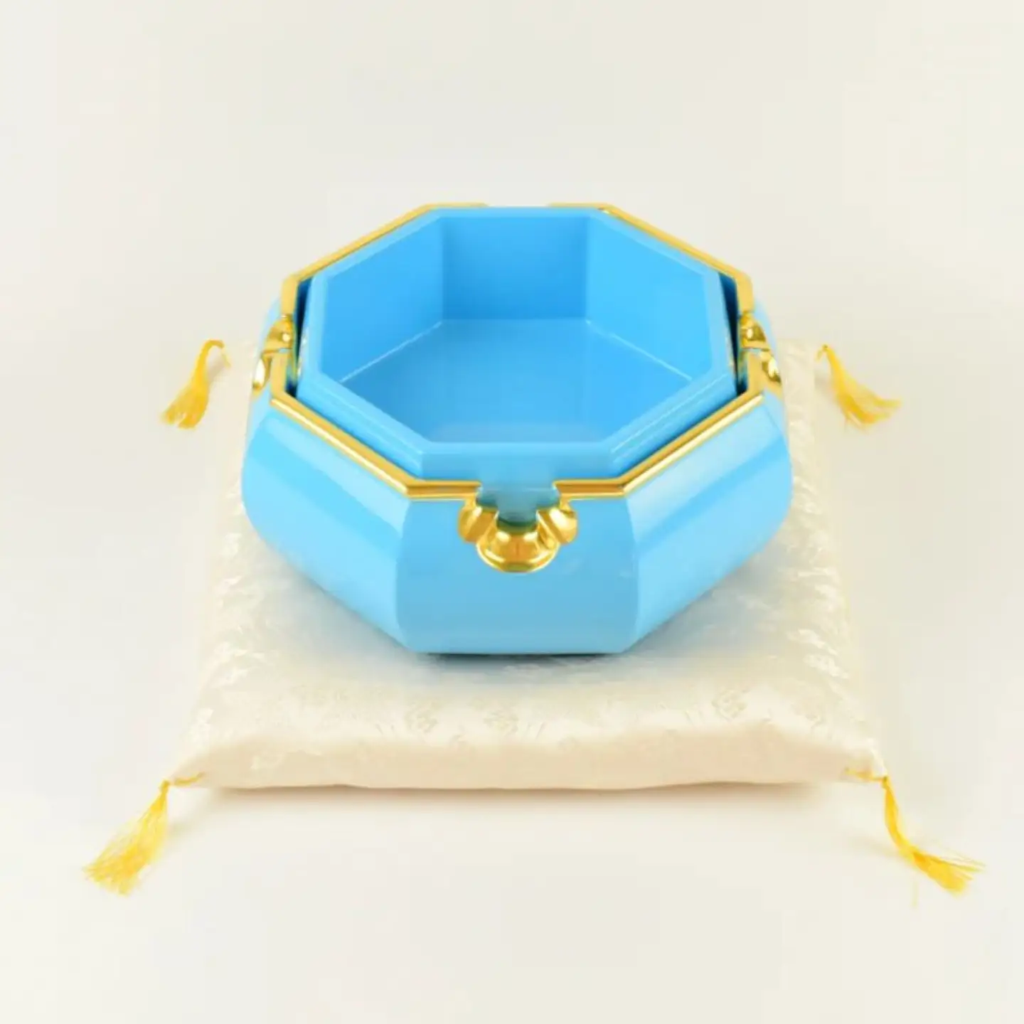 【佐藤木工】彩玉手箱 ポップカラー 京組紐 金沢箔（ブルー）