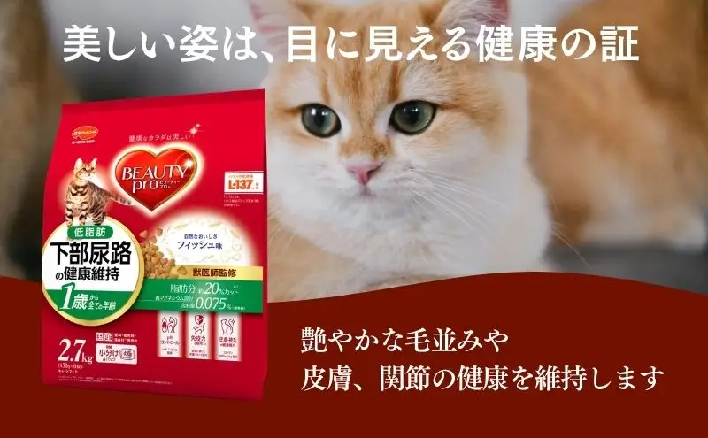 ビューティープロ キャット 下部尿路の健康維持 低脂肪 1歳から 2.7kg ｘ4(ケース単位) キャットフード