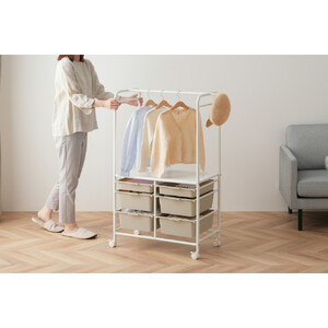 キッズ収納ハンガーラック KHR-800 ホワイト/ベージュ